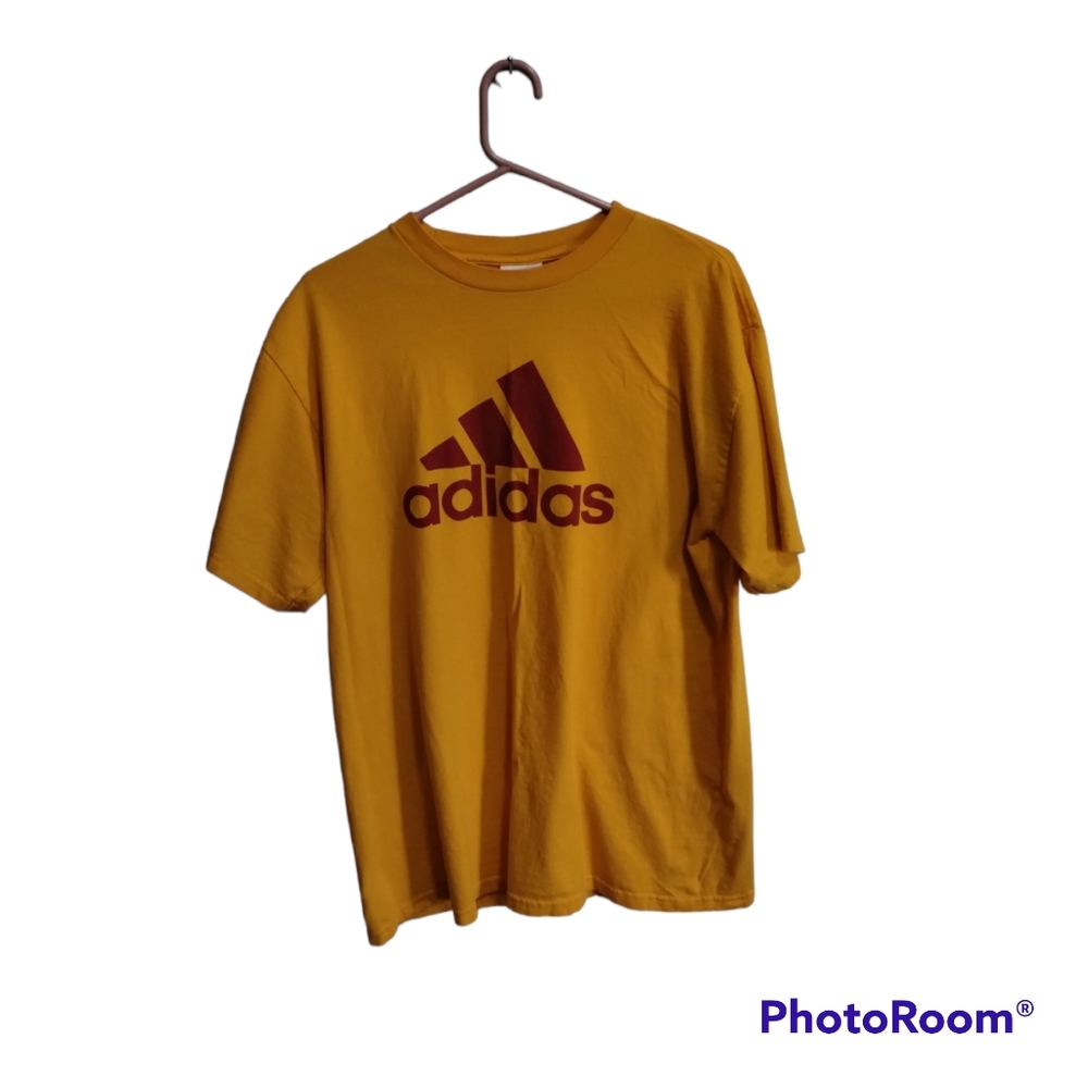 VTG 2000s Adidas Men's Mustard Yellow T-Shirt